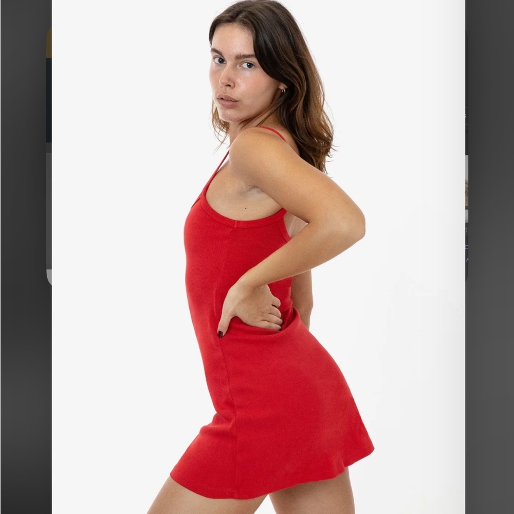 Los Angeles Apparel HEAVY RIB SPAGHETTI MINI DRESS